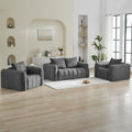 Corduroy Boneless Living Room Sets Modern Upholstered Loveseat with 2 Signle Sofa Chairs Comfy Deep Seat Cloud Sofa Couch Sets for Living Room Grey