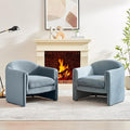 VANOMi 31.2 Accent Chair Modern Upholstered Living Room Chairs Comfy Single Sofa Chair for Bedroom Office Waiting Room Set of 2 (Denim Blue Velvet)