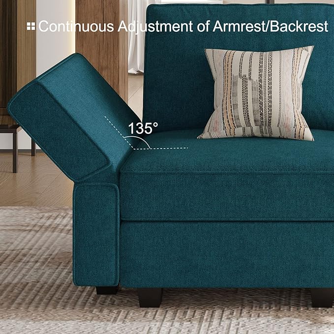Belffin Fabric Modular Sectional Sofa Armrest Backrest Module Couch Side Sectional Part Armrest/Backrest (Set of 2) Peacock Blue