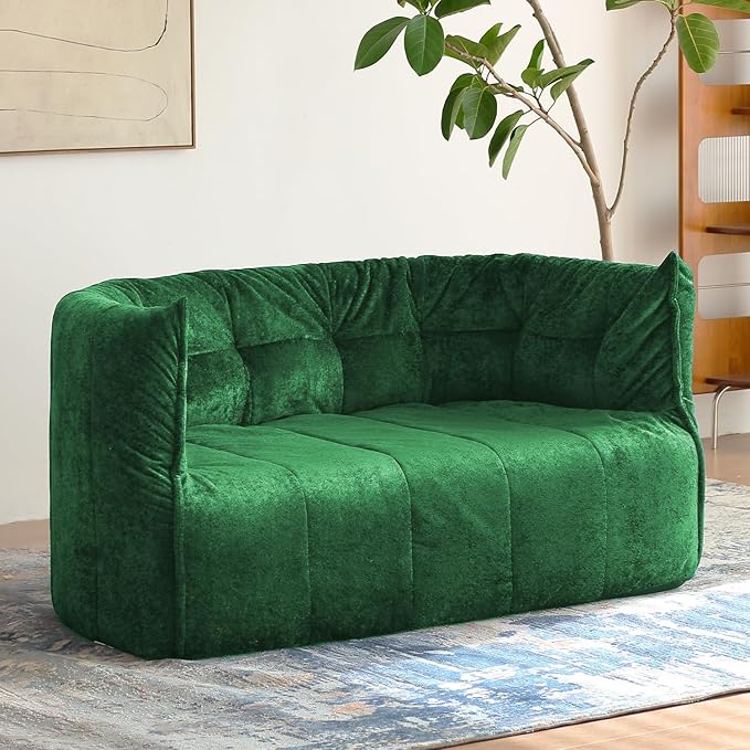 N&ampV Mid Century Brigantin Deep Relaxation Sofa Soft Premium Chenille for Living Room Bedroom and Office (Green ThreeSeater)