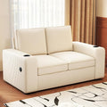 Furnimart 58 Wide Plush Loveseat 2-Seater Sofa with Dual-Port USB Charger &amp Cup Holders Corduroy Fabric Modern Accent Couch for Small Spaces Apartment Living Room(Corduroy-Beige)