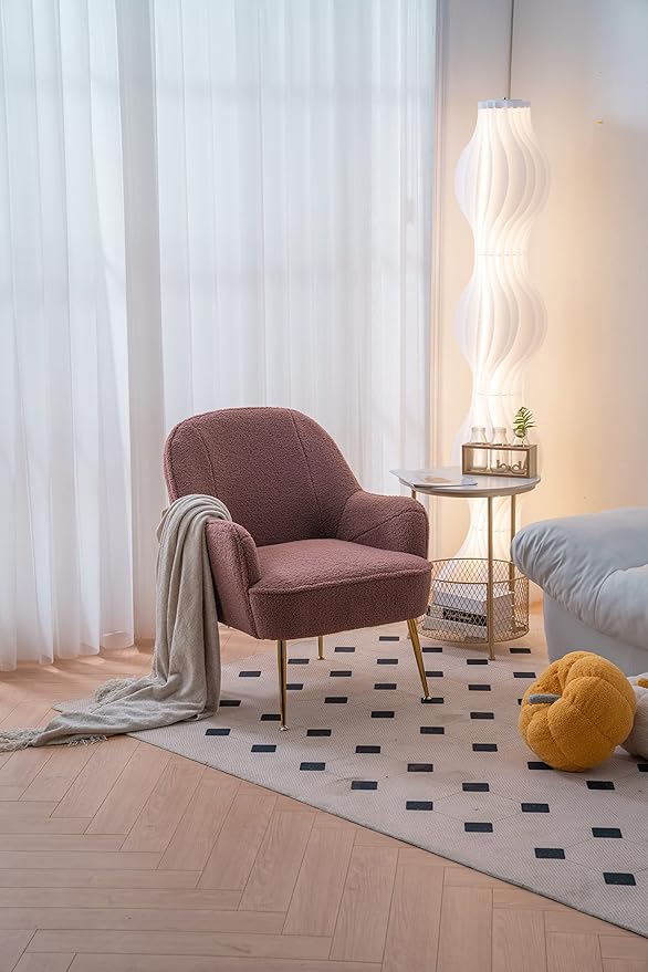 Modern Soft Fabric Red Ergonomics Accent Chair Living Room Chair Bedroom Chair Home Chair with Gold Legs and Adjustable Legs for Indoor Home