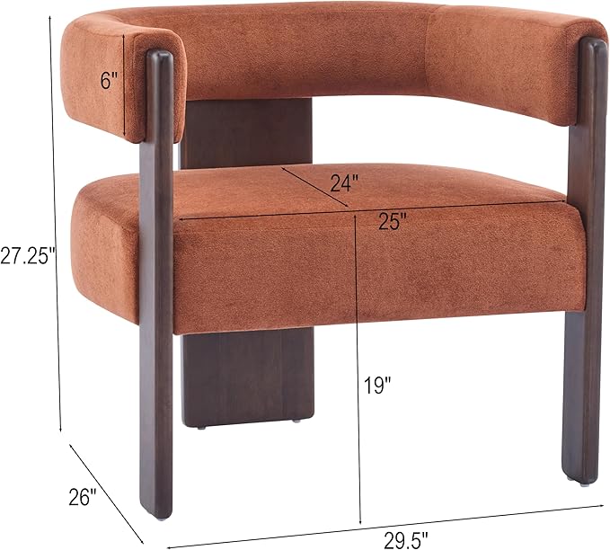 Christopher Knight Home Nettie Modern Accent Chair for Living Room Velvet Fabric Single Lounge Sofa Chair with Wooden Frame Comfy Reading Chair for Bedroom Lounge Armchair with CushionBurnt Orange