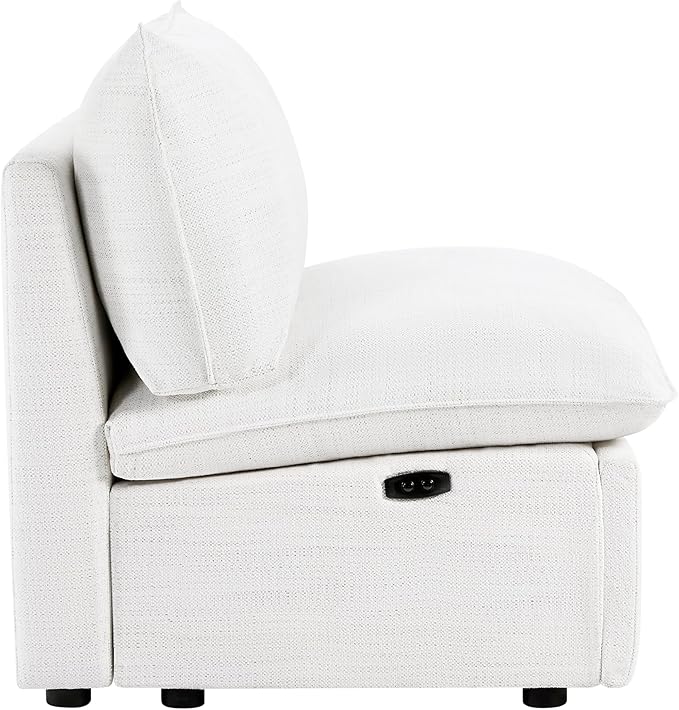 CHITA Power Middle Armless Recliner for Down Filled Upholstered Sectional Sofa Modular Couch Cream