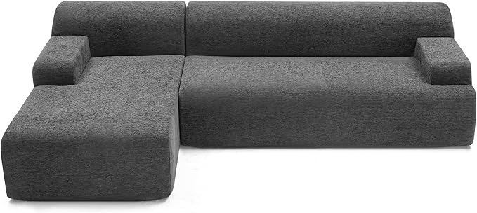 107 Modular Sectional Cloud Couch Boneless couches Sponge sectionals for Living Room High Density Sponges Sofa Modular L-Shape with Chaise Darkgrey
