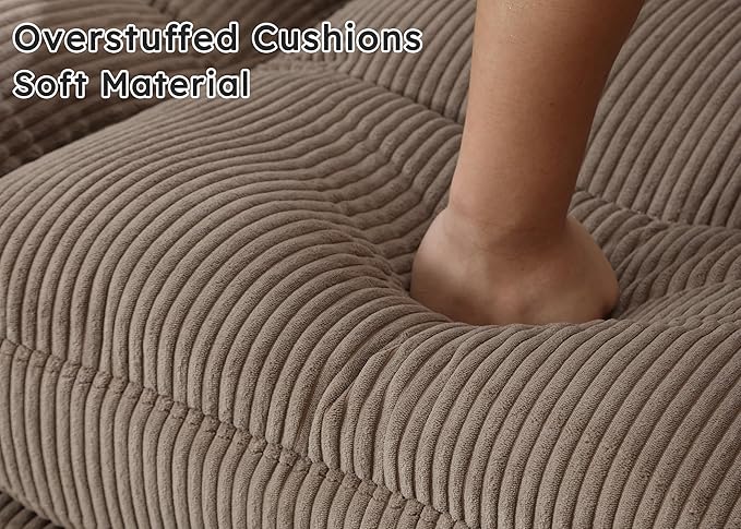 CANMOV Modular Sectional Couches with Ottoman Convertible U Shaped Sofa 7 Seat Sofa Couch with Chaise for Living Room Corduroy Couch Brown