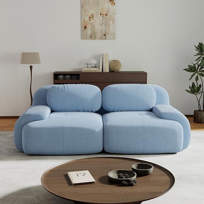 81.8” Cloud Boneless Loveseat Sofa Corduroy Modular Sectional Sofa Comfy 2 Seater Small Couch for Small Space Deep Seat Modern Upholstered Couches for Living Room No Assembly Required