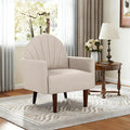 Mid-Century Accent Chair Faux Leather Armchair - Shell-Shaped Back Waterproof PU Leather Modern Retro Lounge Chair for Living Room Office Bedroom &amp Waiting Room