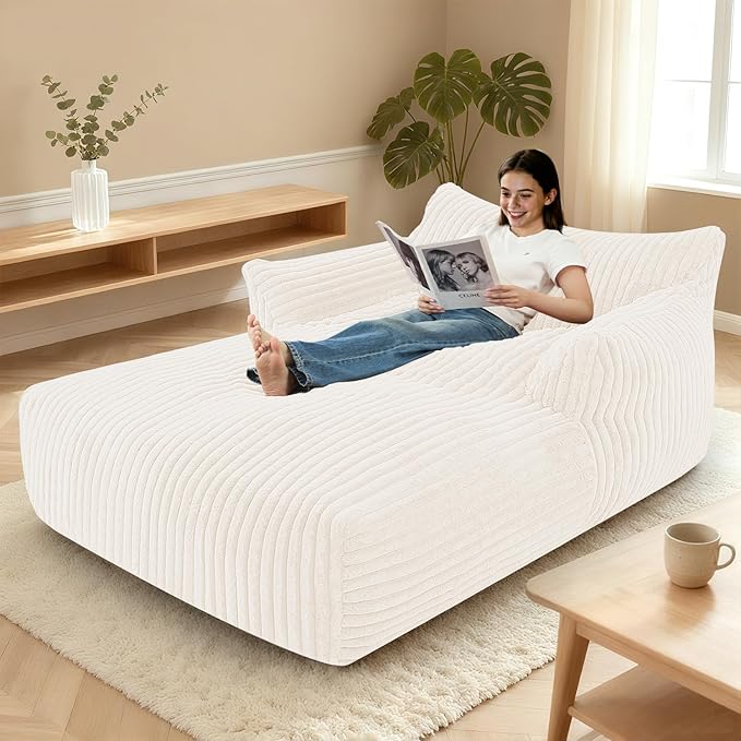 HABUTWAY Comfy Floor Sofa Giant Plush Reading Chair Indoor Cozy Couch with Armrests Oversized Couch Upholstered Boneless Sofa Portable Cloud Couch Accent Chair for Living Room Bedroom (Cream)