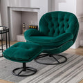 JINS&ampVICO Swivel Accent Chair Armchair with OttomanVelvet Lounge ChairComfy Living Room ChairLazy Sofa for BedroomApartmentReading RoomGreen