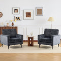 MELLCOM Oversized Chenille Accent Chair Set of 2 Comfy Armchair for Living Room Mid-Century Upholstered Reading Single Sofa Chair for Bedroom Grey
