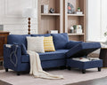 Grepatio Sectional Sofa Couch 80 L Shaped Convertible Sofa with 2 Pockets &amp USB Ports 3-Seater Comfy Cloud Modular Couches with Movable Storage Ottom for Living Room Apartment Small Space (Bl