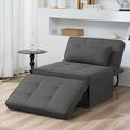 BIGSYY Sofa Bed Set of 4 in 1 Multi-Function Folding Ottoman Breathable Linen Couch Bed with Adjustable Backrest Modern Convertible Chair for Living Room Apartment Office Dark Grey