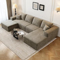 135.4 Cloud Modular Sectional Sofa with 1 OttomanModern Minimalist Upholstered Couches Comfort U Shaped Sofa for Living RoomDeep Seat Corner CouchNo Assembly Required (CamelRight Facing Chaise)