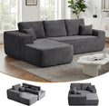 104 inch Boneless L-Shaped Sectional Sofa with Throw Pillow &amp Side Pockets- No Assembly Compressed Modular Couch Memory Foam Deep Seat for Living Room Bedroom Apartment Grey Left