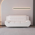 Michael Modern Faux Leather Upholstered Stainless Steel Legs Living Room Sofa Cream White