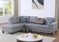 Ball &amp Cast 98 L Shaped Sectional Couch for Living Room4 Seat Faux Leather Upholstered Modular Sectional Sofa Set 2 PCS with ChaiseNailhead TrimCup HoldersCoffee Table and 2 Pillows for Home