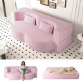 Folding Foam Sofa Bed15 Full Size Floor CouchConvertible Teddy Fabric Foam-Filled Sleeper Futon Loveseat Couch for Living Room Guest Use Office Apartmen (Pink)