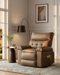 Garvee Oversized Recliner Chair Living Room Recliner Adjustable Backrest &amp Footrest 1.5X Sponge Filling with Massage &amp Heat - Khaki