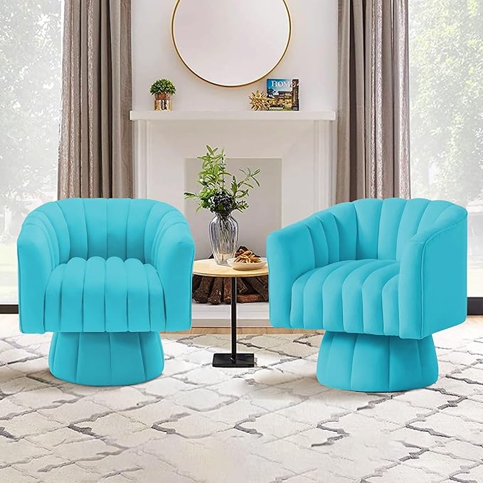 YSICK Swivel Accent Chair360°Swivel Barrel Chairs Mid-Century Chair with Wide Upholstered Modern Velvet Fabric Round Armchair for Living Room Lounge Bedroom