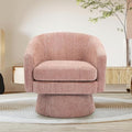 360° Swivel Accent Chair with Arms Modern Chenille Fabric Armchair with Curved Back &amp Soft Cushion Comfy Upholstered Chair for Living Room Bedroom Office Pink