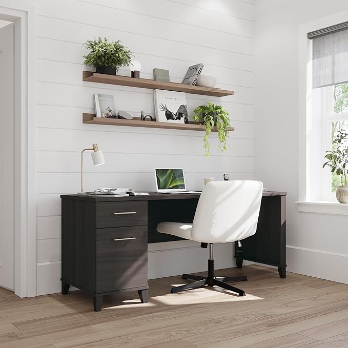 Bush Furniture 72-inch Home Office Desk with Drawers Large Computer Table for Personal Workspace Somerset Collection Storm Gray