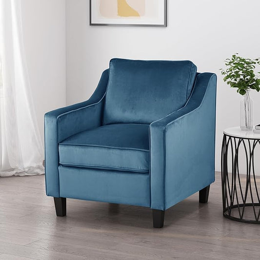 Christopher Knight Home Rachel Contemporary Velvet Club Chair Blue Dark Brown