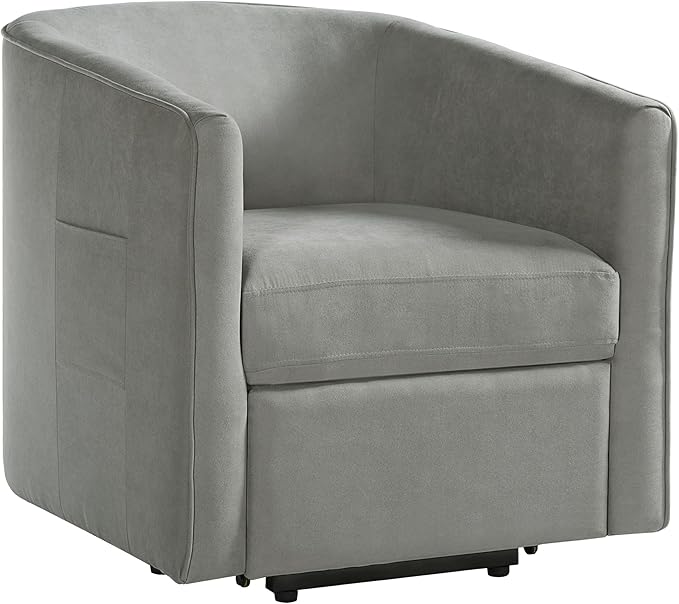 Power Lift Recliner Chair for Seniors Barrel Shape Recliner Chair with Footrest and Side Pocket Curved Armrests Lift Assist Lounge Chair Electric Lift Chair for Living Room (Grey12)