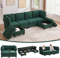 113 Modular Sectional Sofa Couch with Storage U Shaped 4 Seat Couches with Movable Ottoman Freely Combinable Deep Seat Sofa Upholstered Sectional Couches for Living Room Emerald