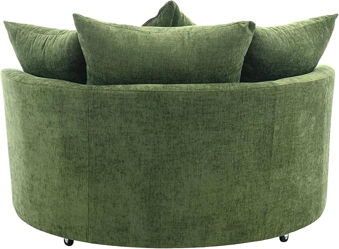 Yoglad Oversized Round Swivel Accent Chair - Modern 360 Degree Barrel Chairs with Storage Ottoman for Living Room Bedroom(Chenille - Green)