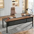 Tribesigns 70.8-Inch Executive Desk Large Office Computer Desk Workstation Modern Simple Style Laptop Desk Study Writing Table Business Furniture for Home Office (Brown and Black)