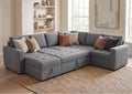 HONBAY Modular Sectional Couch with Pull Out Bed Sleeper Sofa with Storage U Shaped Modular Sectional Couches for Living RoomMid Grey