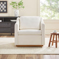 Walker Edison Nash Modern Farmhouse Linen Swivel Accent Chair Cream