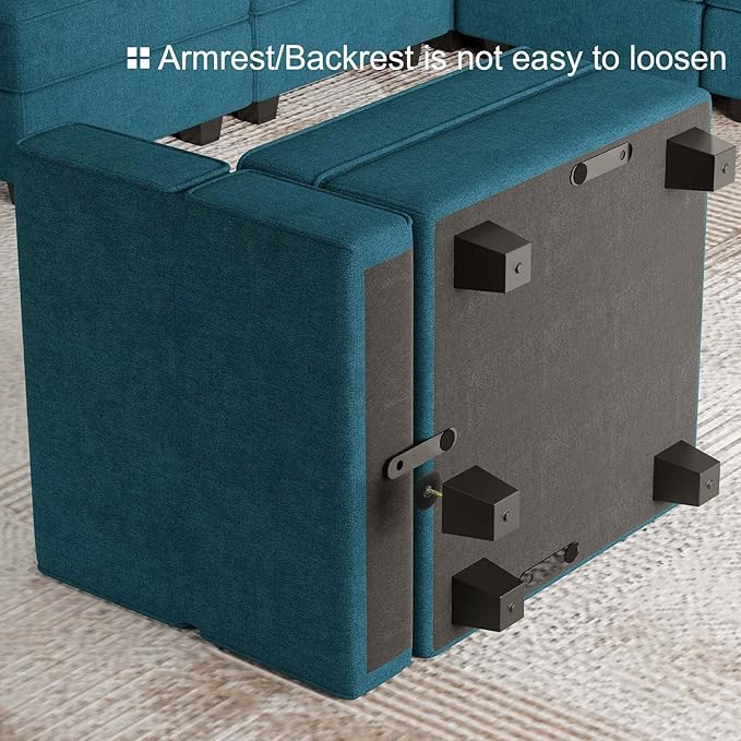 Belffin Fabric Modular Sectional Sofa Armrest Backrest Module Couch Side Sectional Part Armrest/Backrest (Set of 2) Peacock Blue
