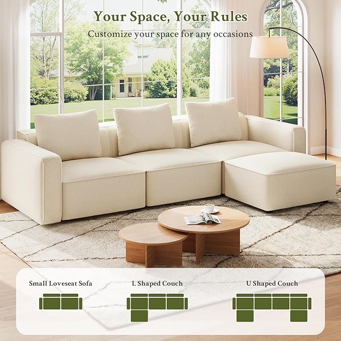 loveseat Sofa 75 Comfy Chenille Love Seat Small Couches for Small Spaces 2 Seater Modern Loveseat Deep Seat Chenille Sofas for Living Room Apartment Bedroom Beige