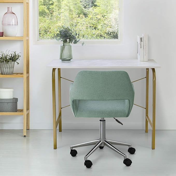 Versanora Teamson Home's Faux White Marble Top Compact Modern Desk with Brass-Finished Arched Legs and Sleek Contemporary Silhouette