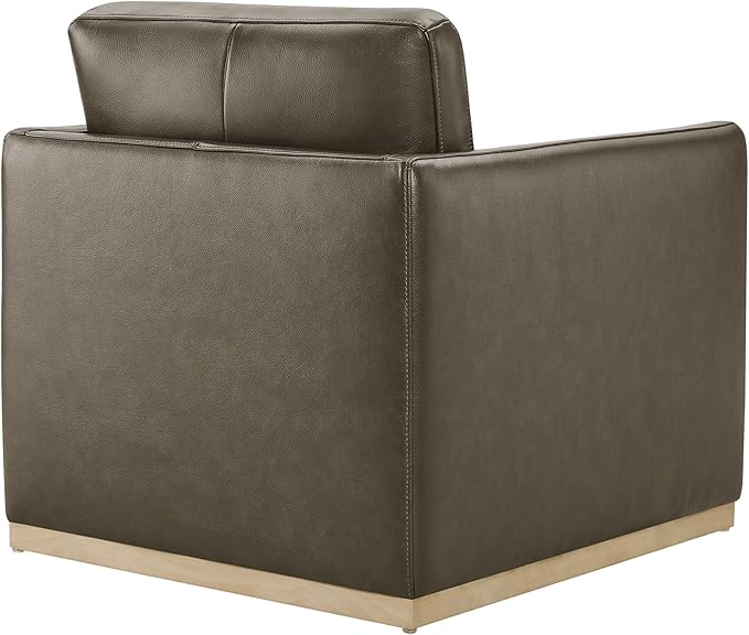CHITA Genuine Leather Swivel Accent Chair FSC Certified Mid Century Modern Arm Chair for Living Room and Bedroom Fully Assembled Mink Brown