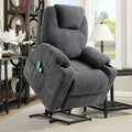 Power Lift Recliner Chair for Elderly Electric Massage Heated Recliner Chair Ergonomic Fabric Lift Chair with 2 Remote Controls USB Ports Cup Holders &amp Side Pockets for Living Room (Grey)