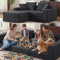 Modular Loveseat L Shaped SofaBoneless Cloud Couch with Ottoman (Deep Gray) | Freely Combination No Assemble Required Modular Design Breathable Fabric Convertible to Bed Futon Bed