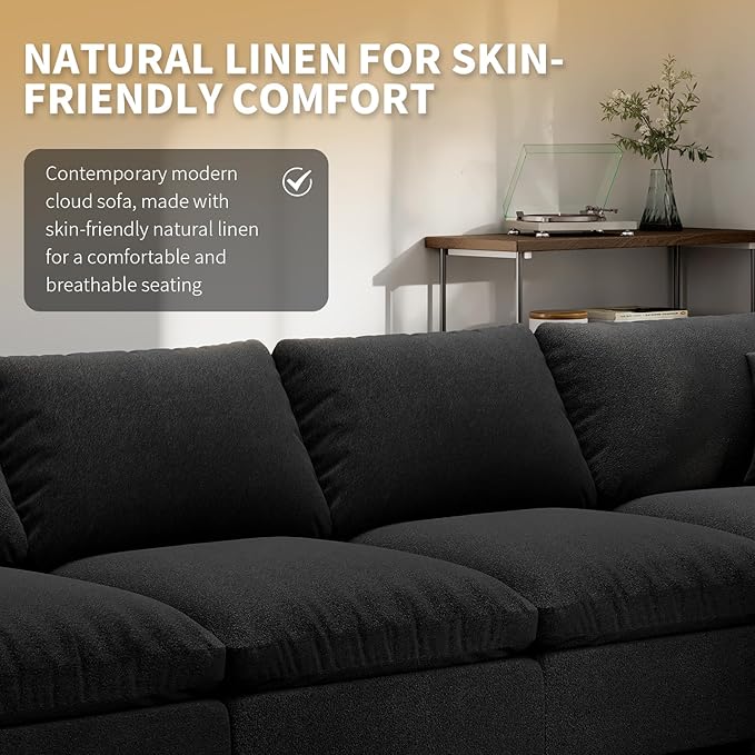 OttomanDown Fill Comfort FootrestCloud Modular Sectional Sofa for Living RoomApartmentOffice Black