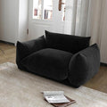 JACH Mid-Century Modern Comfy Sofa Couch with Thick Cushion Chenille Single Accent Chair Deep Seat Couches 50 Plush Sofas Furniture for Small Spaces Living Room Bedroom Office Apartment Black
