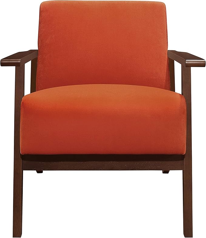 Lexicon New Castle Velvet Accent Chair 27.5 W Orange