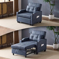 VINGLI Blue Sleeper Chair Bed 3-in-1 Convertible Futon Sofa Bed Pull Out Couch Bed Adjustable Recliner Chair with USB Ports Cup Holders Side Pockets for Living Room Bedroom Small Spaces