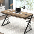 FOLUBAN Computer Desk Modern Home Office Desk Wood and Metal Study Writing Gaming Table for Bedroom Living Room Rustic Oak 53 Inch