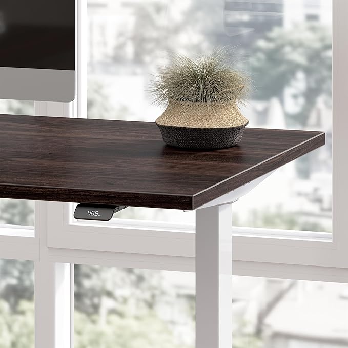 Bush Business Furniture 72-inch Height Adjustable L Shaped Standing Desk Electric Sit-Stand Corner Computer Table Ergonomic Office Move 60 Series Black Walnut with Metallic Gray Base
