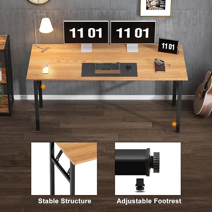 sogesfurniture Computer Desk Office Desk 59.8Inch Folding Table Laptop Desk Computer Table Workstation with BIFMA Certification No Assembly RequiredBlack BHUS-AC5-15260BB