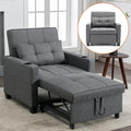 Modern Convertible Sleeper Sofa Bed 3-in-1 Adjustable Futon Couch with Storage &amp Removable Armrests for Apartment Studio Office Small Spaces (Grey)