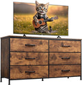 WLIVE Large Dresser for Bedroom with 6 Fabric Drawers Wide TV Stand for 50 55 60 inch TV Long Chest of Drawers with Deep Drawer for Closet Bedroom Living Room Hallway Rustic Brown