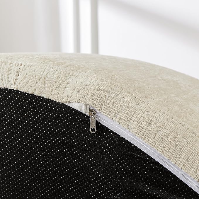 55''W Chenille Oversized Round Chaise Longue Chair Indoor Upholstered Deep Seat Floor Sofa Chair with Pillow No Assembly Required Single Sofa Armchair for Living Room (Chenille Beige)