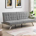 Modern Convertible Futon Sofa Bed Adjustable Loveseat Futon Couch with Metal Legs Upholstered Sofa Bed with Wood Frame Sleeper Couches for Small Compact RV Living RoomOffice (Grey-Fabric)